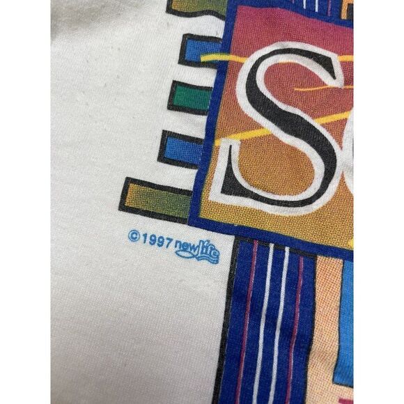 VINTAGE Jesus Puts A Song In My Heart 1997 T-shirt Women Medium God Religion - Picture 3 of 8